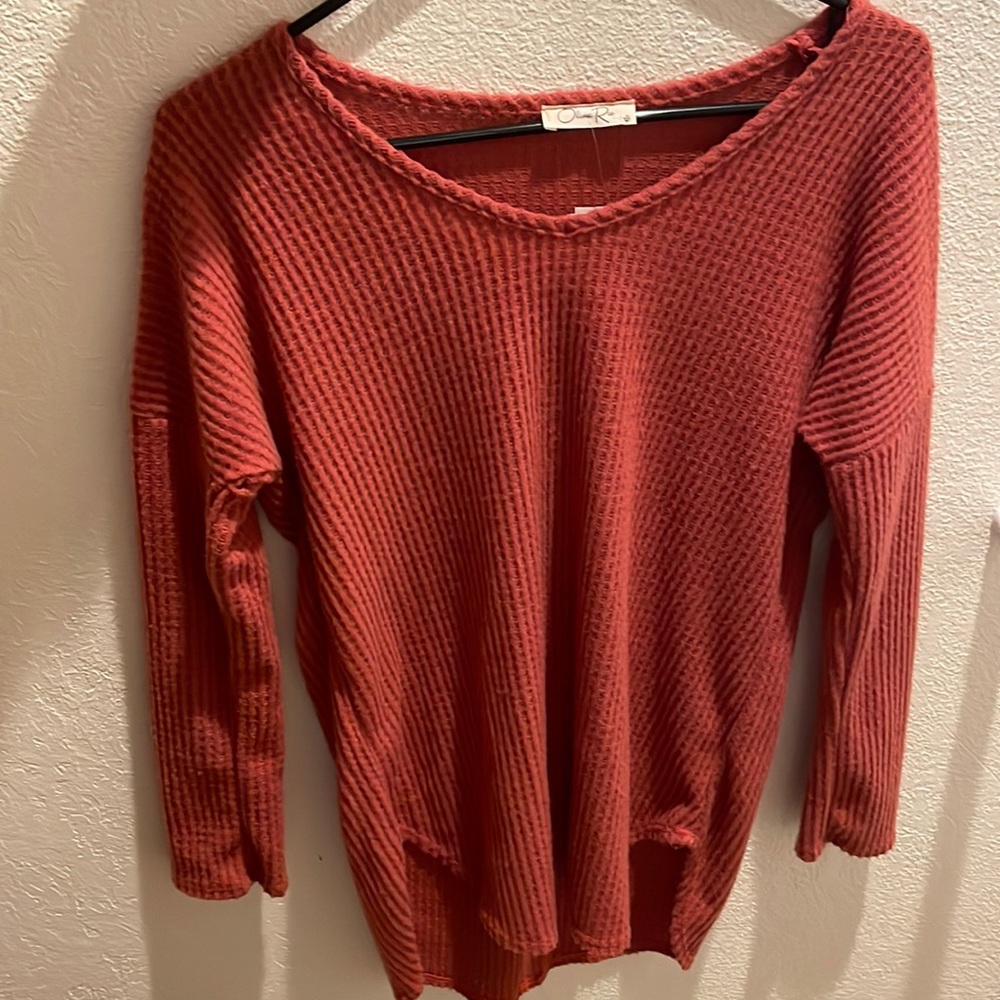 V-Neck Long Sleeve Ribbed Shirt